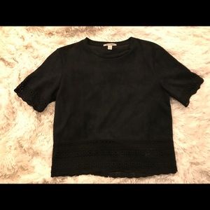 Faux suede cropped top